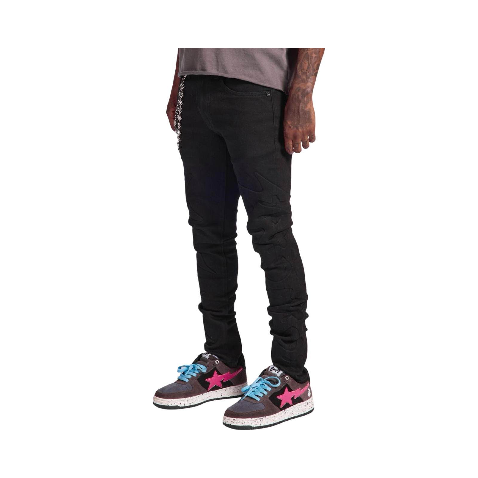 "NINJA" EMBOSSED JEANS