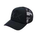 Cult's Black Crystals Mesh Trucker Hat "XX" Logo In