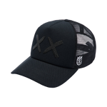 Cult's Black Crystals Mesh Trucker Hat "XX" Logo In