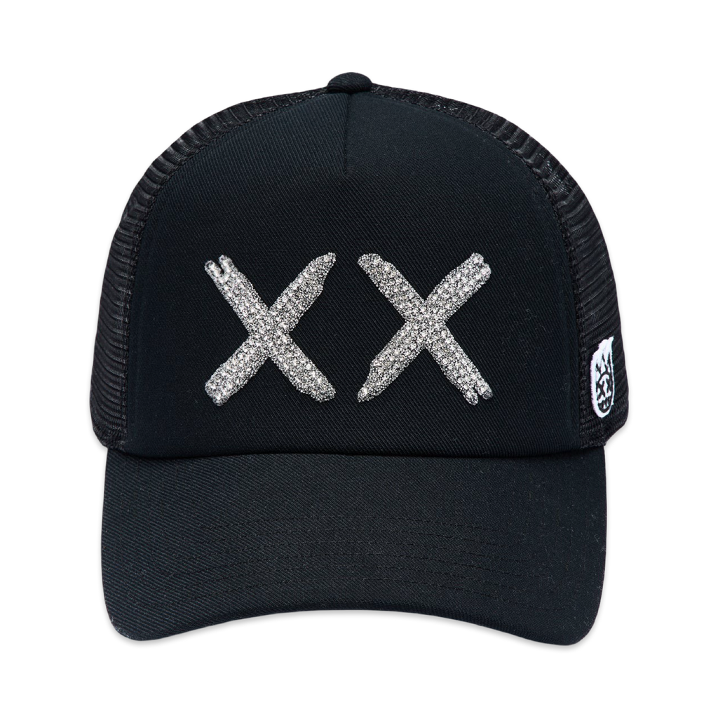 Cult's White Crystals Mesh Trucker Hat "XX" Logo In