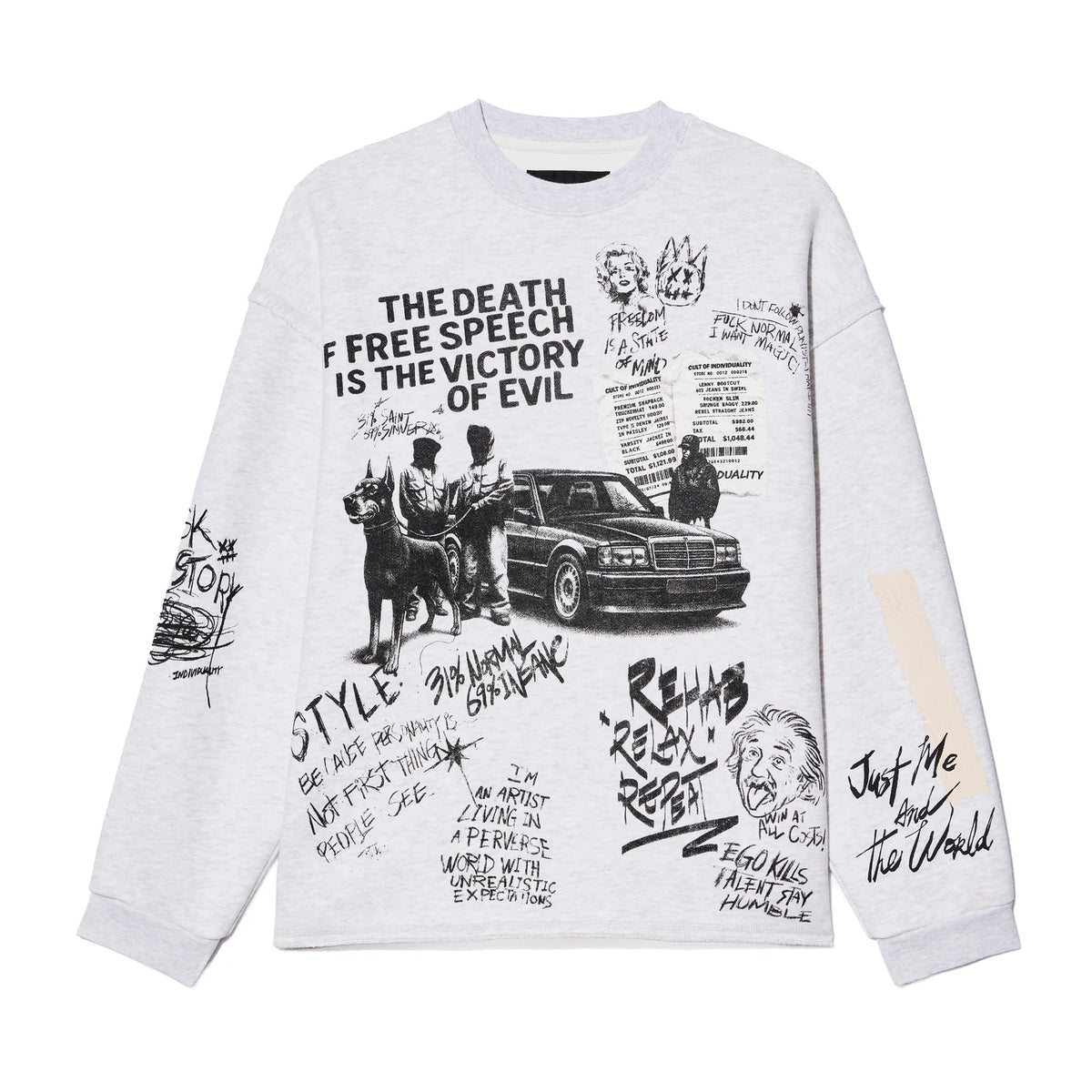 Heather Grey Cult of Individuality The Death of Free Speech sweatshirt front