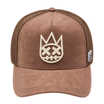 Cult of Individuality Pinecone brown logo trucker hat front view, style 626BC-CH44A