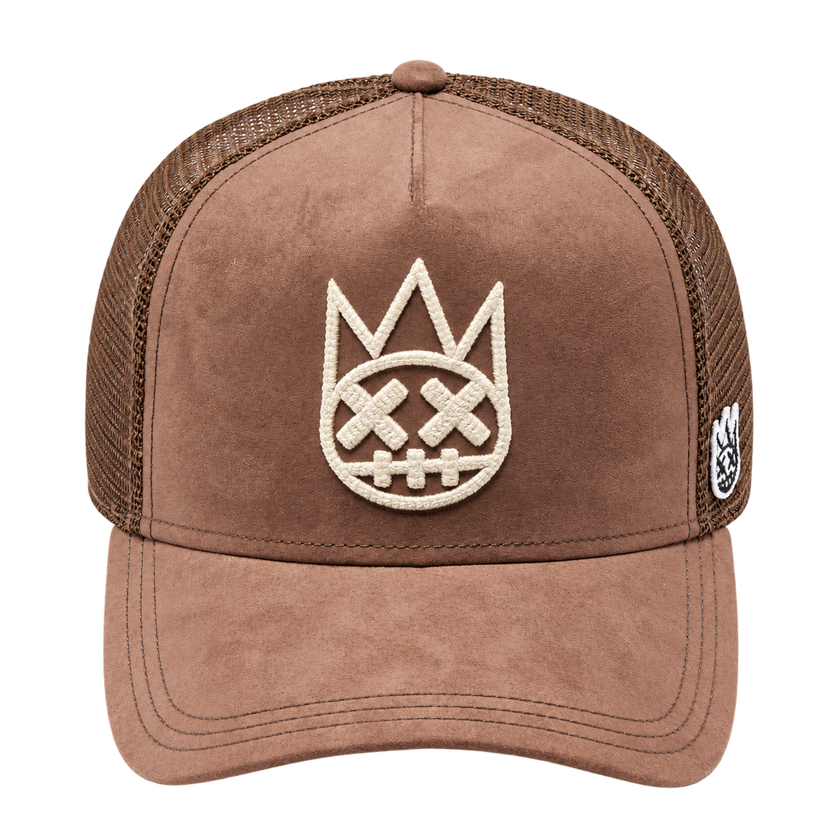 Cult of Individuality Pinecone brown logo trucker hat front view, style 626BC-CH44A