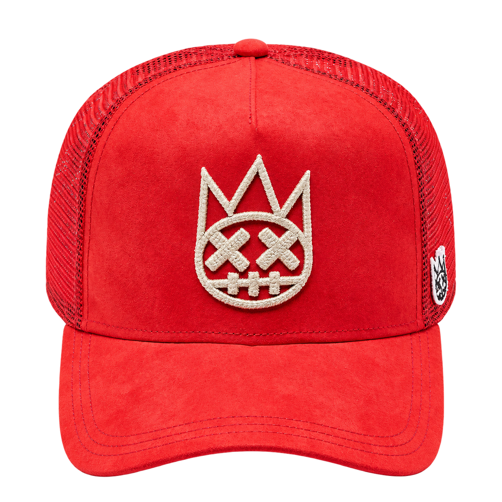 Cult of Individuality Racing Red trucker hat front view, style 626BC-CH38A