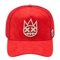 Cult of Individuality Racing Red trucker hat front view, style 626BC-CH38A