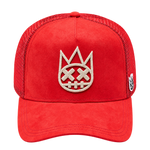 Cult of Individuality Racing Red trucker hat front view, style 626BC-CH38A