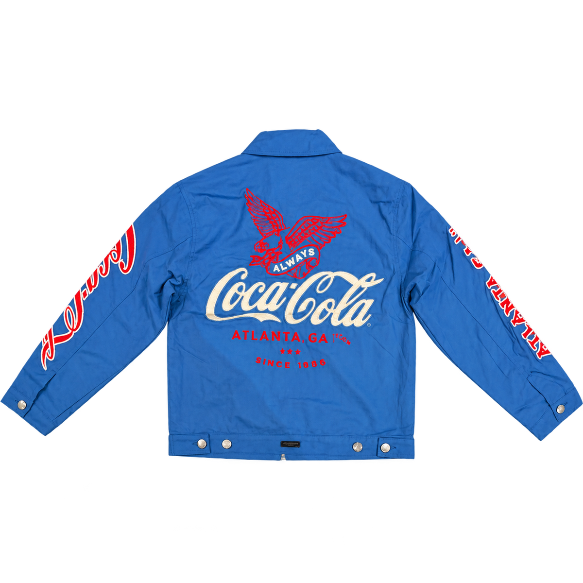 PREME blue Coca-Cola jacket back view