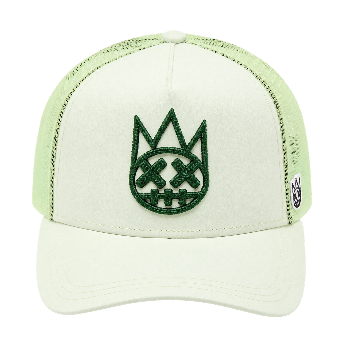 Cult of Individuality seafoam logo mesh back trucker hat front view