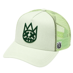 Cult of Individuality seafoam logo mesh back trucker hat angled view