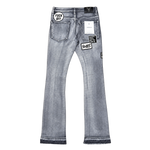 Vicious Denim VC1022 patchwork bootcut jeans Dark Grey Back view