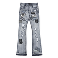 Vicious Denim VC1022 patchwork bootcut jeans Dark Grey Front view