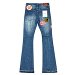 Vicious Denim VC1022 patchwork bootcut jeans Indigo Back view