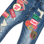Vicious Denim VC1022 patchwork bootcut jeans Indigo Detail view