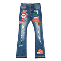 Vicious Denim VC1022 patchwork bootcut jeans Indigo Front view